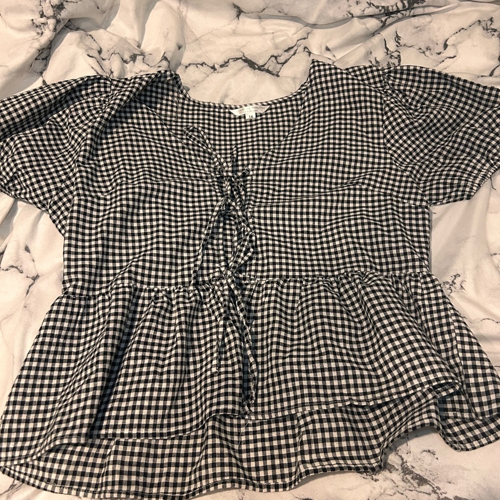 Live 4 Truth Black and White Checkered Blouse (never worn)